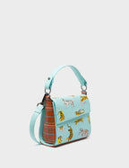 Anastasio Micro Crossbody Handbag Eggshell Blue Leather - Retro Tiger Embroidery