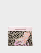 Vali Crossbody Tuffet Brown and Parfait Pink - Retro Tiger Design