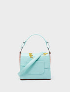 Anastasio Micro Crossbody Handbag Eggshell Blue Leather - Retro Tiger Embroidery