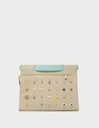 Vali Crossbody Gravel Beige Leather Bag - Studs Pattern