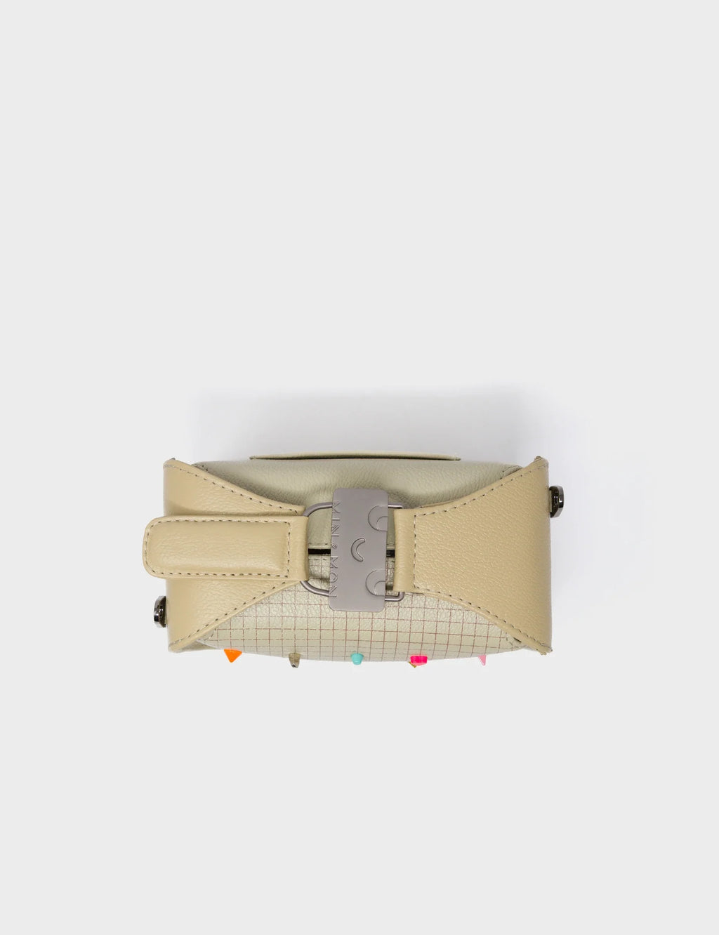 Benji Micro Crossbody Gravel Beige Leather Bag - Studs Pattern