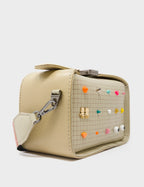 Benji Micro Crossbody Gravel Beige Leather Bag - Studs Pattern