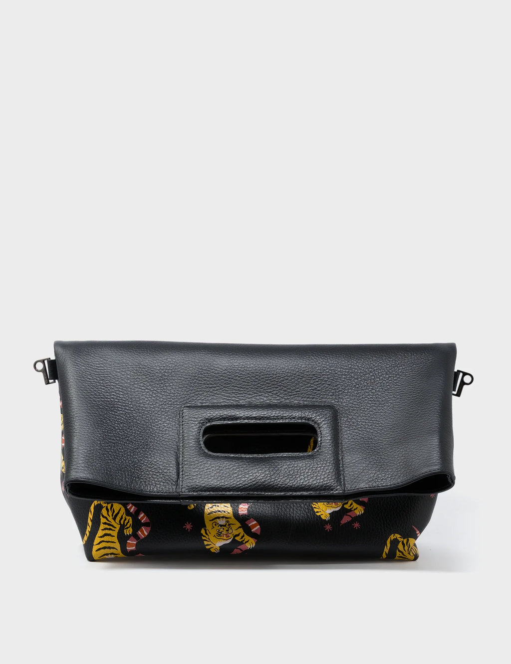 Milo Convertible Crossbody Bag - Black Leather Creatures of the Future Print
