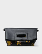 Milo Convertible Crossbody Bag - Black Leather Creatures of the Future Print