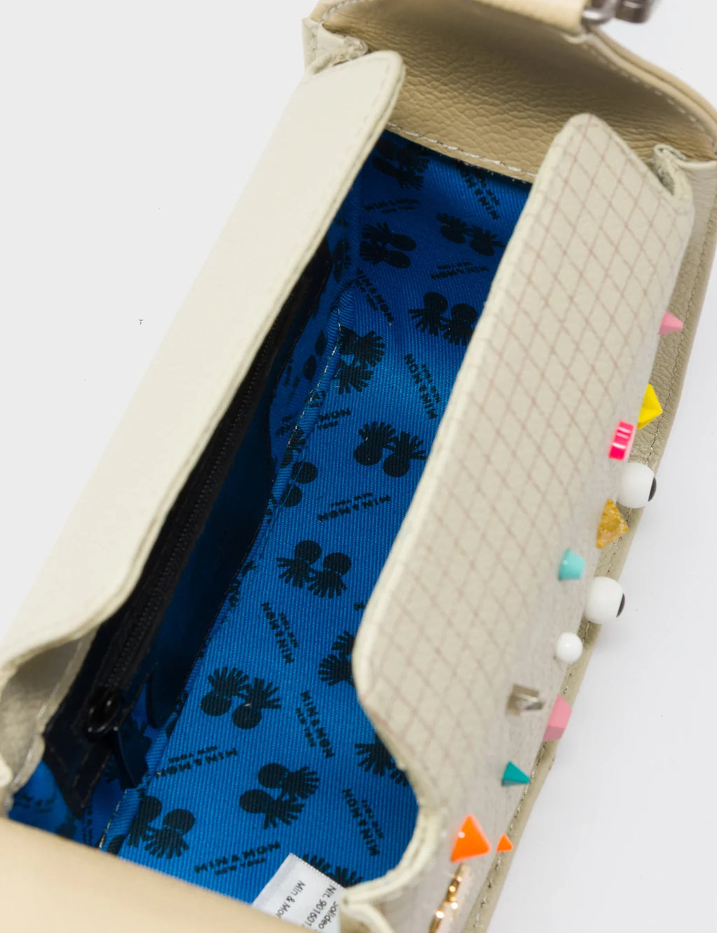 Benji Micro Crossbody Gravel Beige Leather Bag - Studs Pattern