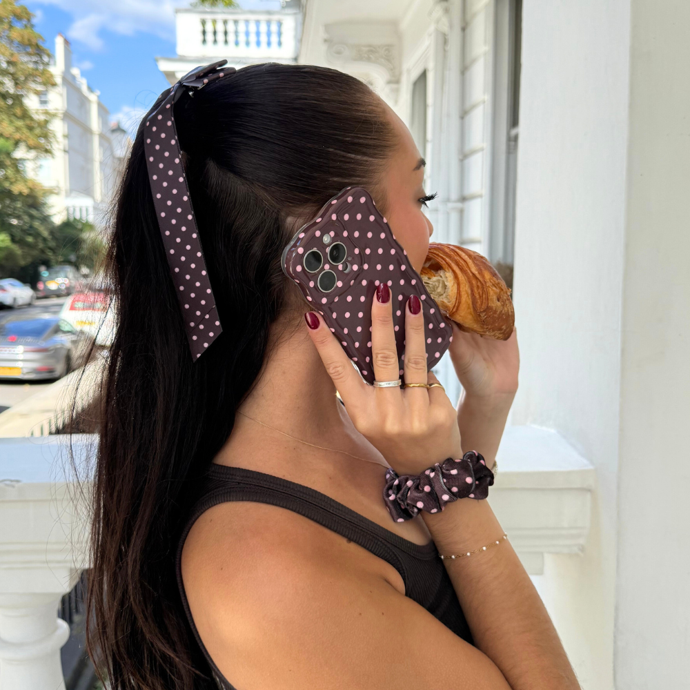 Wavy Phone Case - Brown Polka Dot