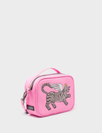 Verto Soft Neon Pink Leather Crossbody Bag - Winged Tiger Embroidery