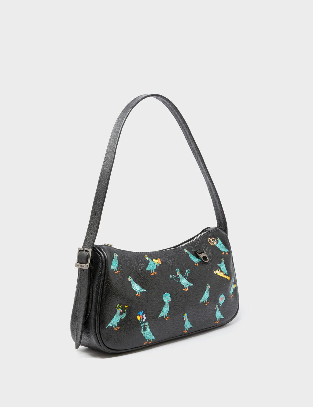 Lucas Hobo Mini Black Handbag - Pigeonista Embroidery