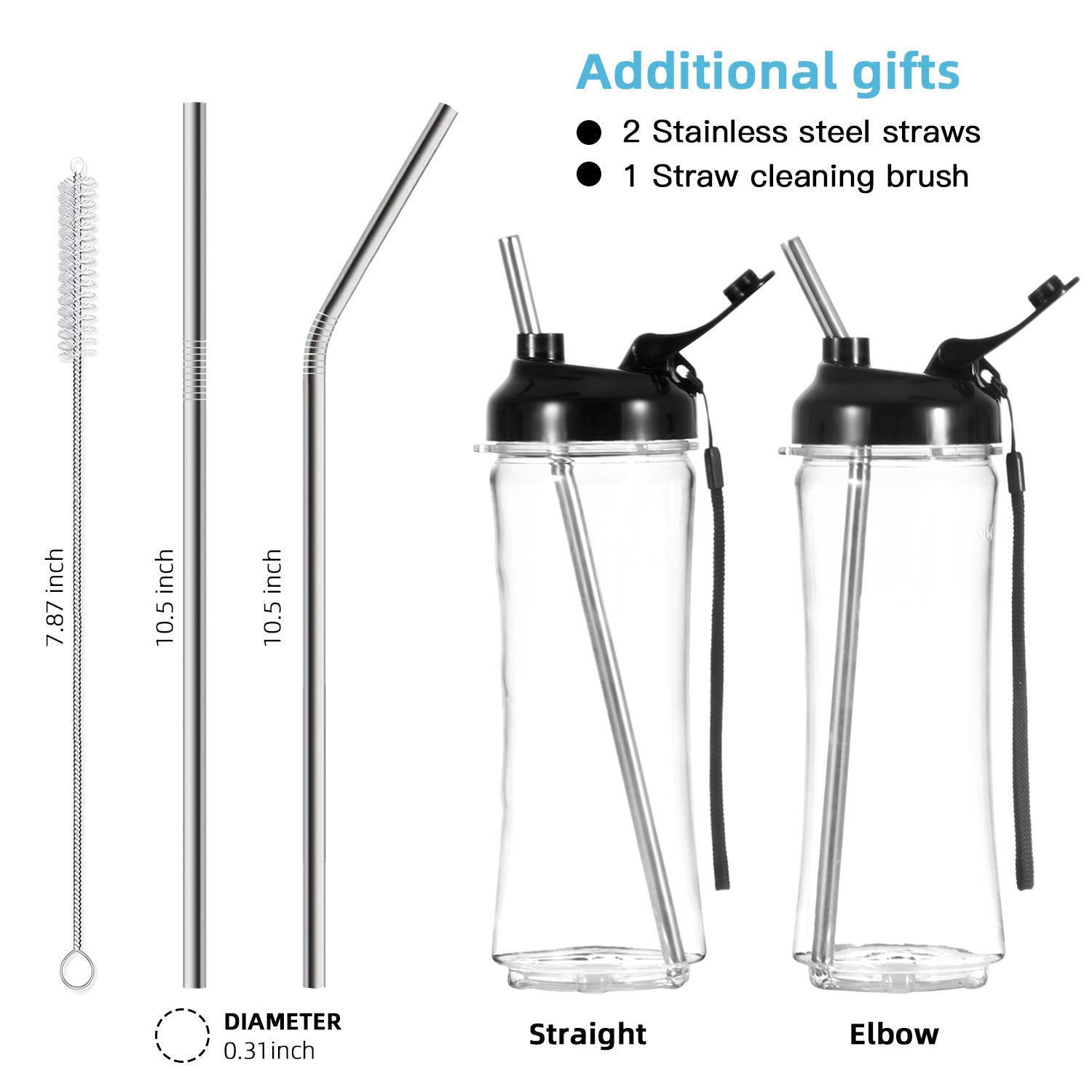 La Reveuse Smoothie Blender Personal Size 300 Watts with 2 Pieces 18 oz BPA Free Travel Sports Bottles.Grey (Pink)