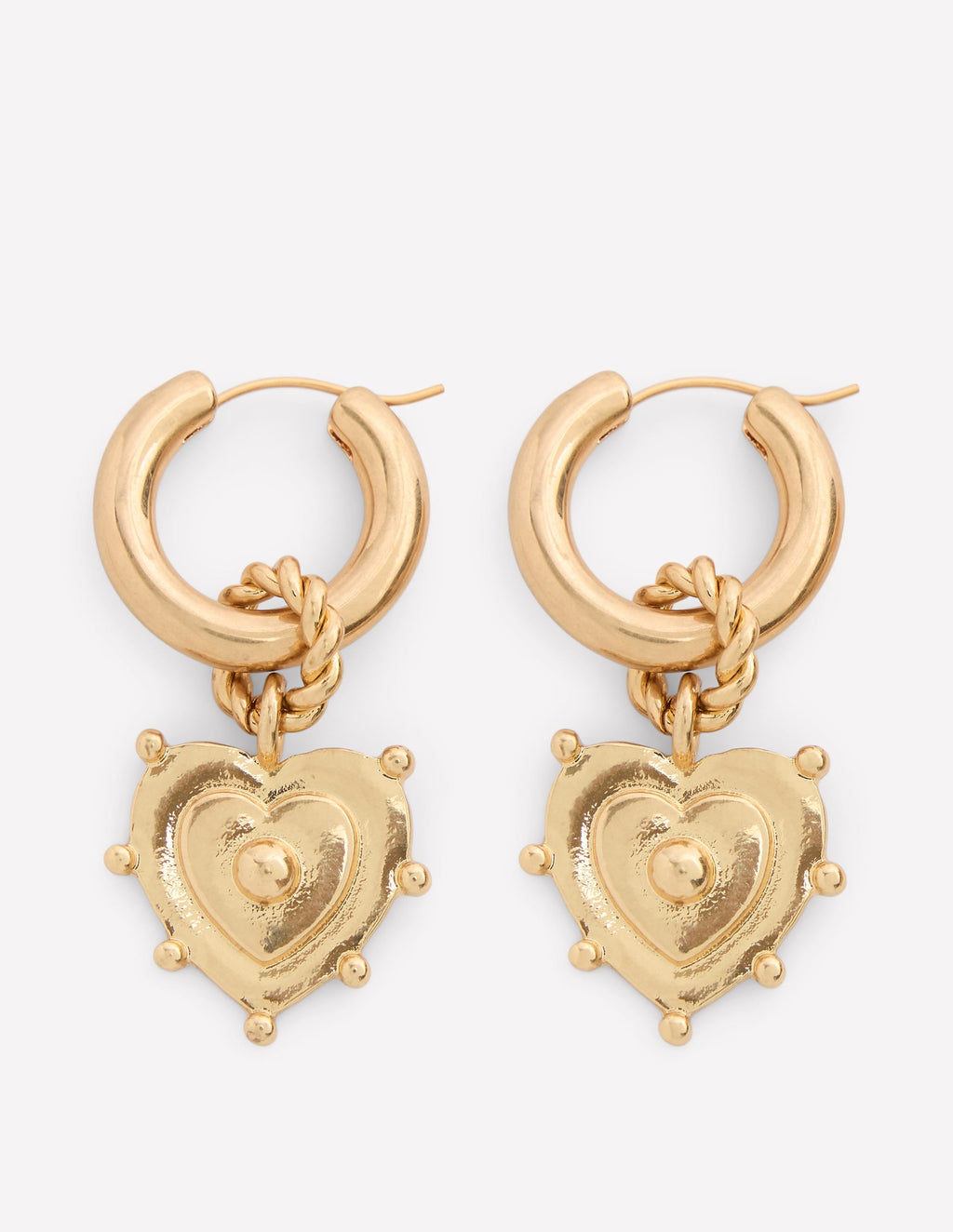 Heart Charm Earrings-Gold Colour