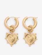 Heart Charm Earrings-Gold Colour