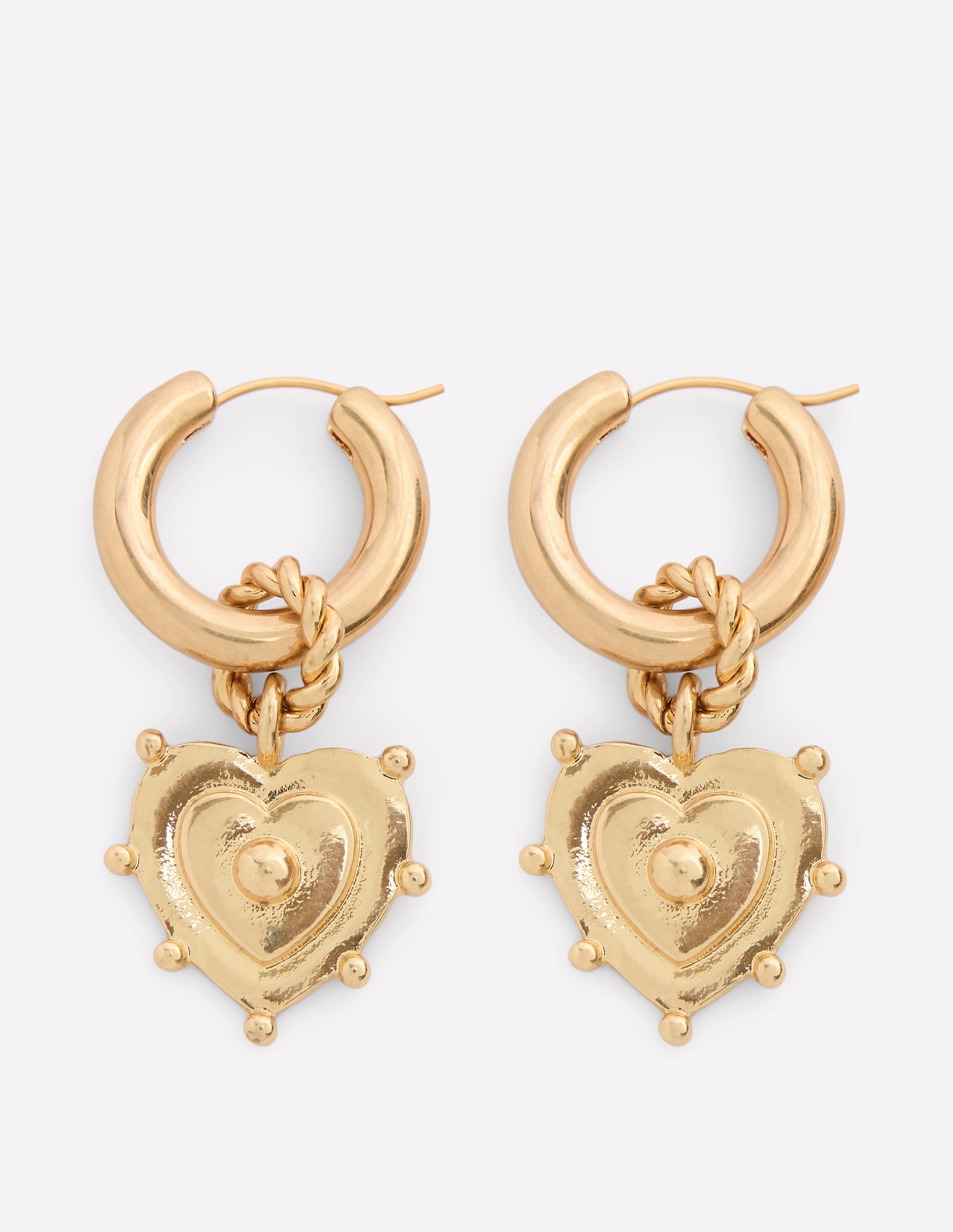 Heart Charm Earrings-Gold Colour