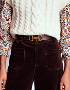 Iris Snaffle-Trim Leather Belt-Croc