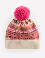 Edie Fair Isle Beanie-Pink