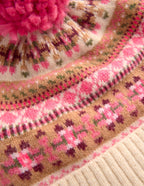 Edie Fair Isle Beanie-Pink