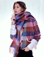 Mohair Woven Scarf-Multi Check