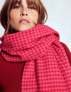 Houndstooth Blanket Scarf-Pink/Red