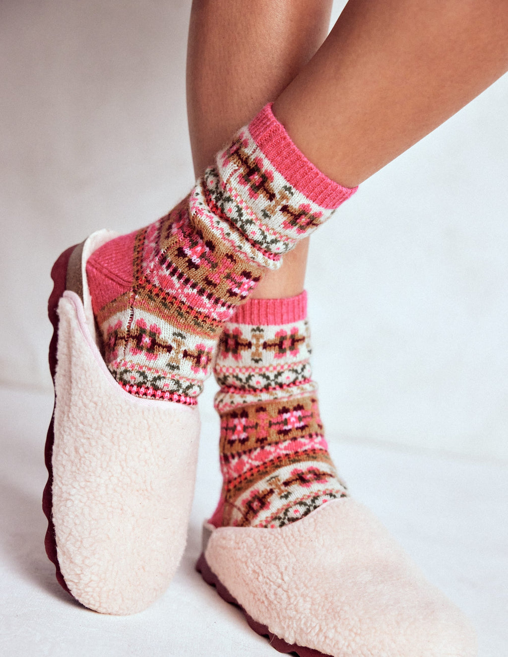 Fair Isle Socks-Pink