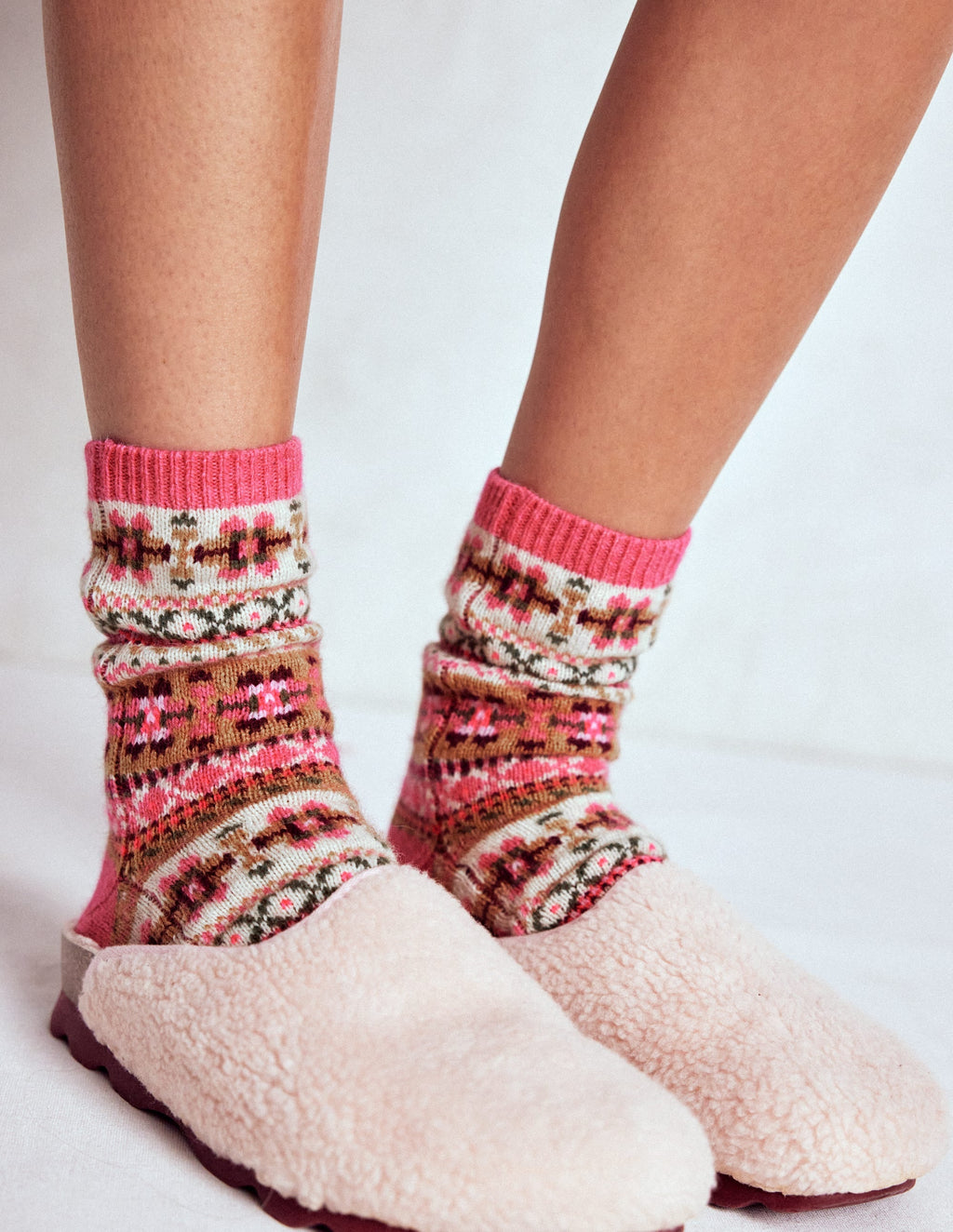 Fair Isle Socks-Pink