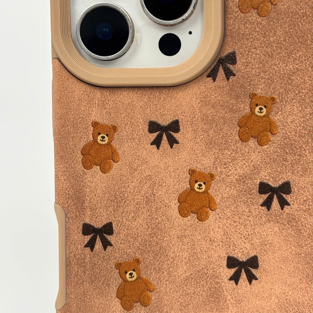 Suedette Phone Case - Bears & Bows