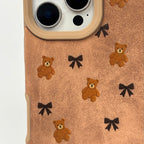 Suedette Phone Case - Bears & Bows