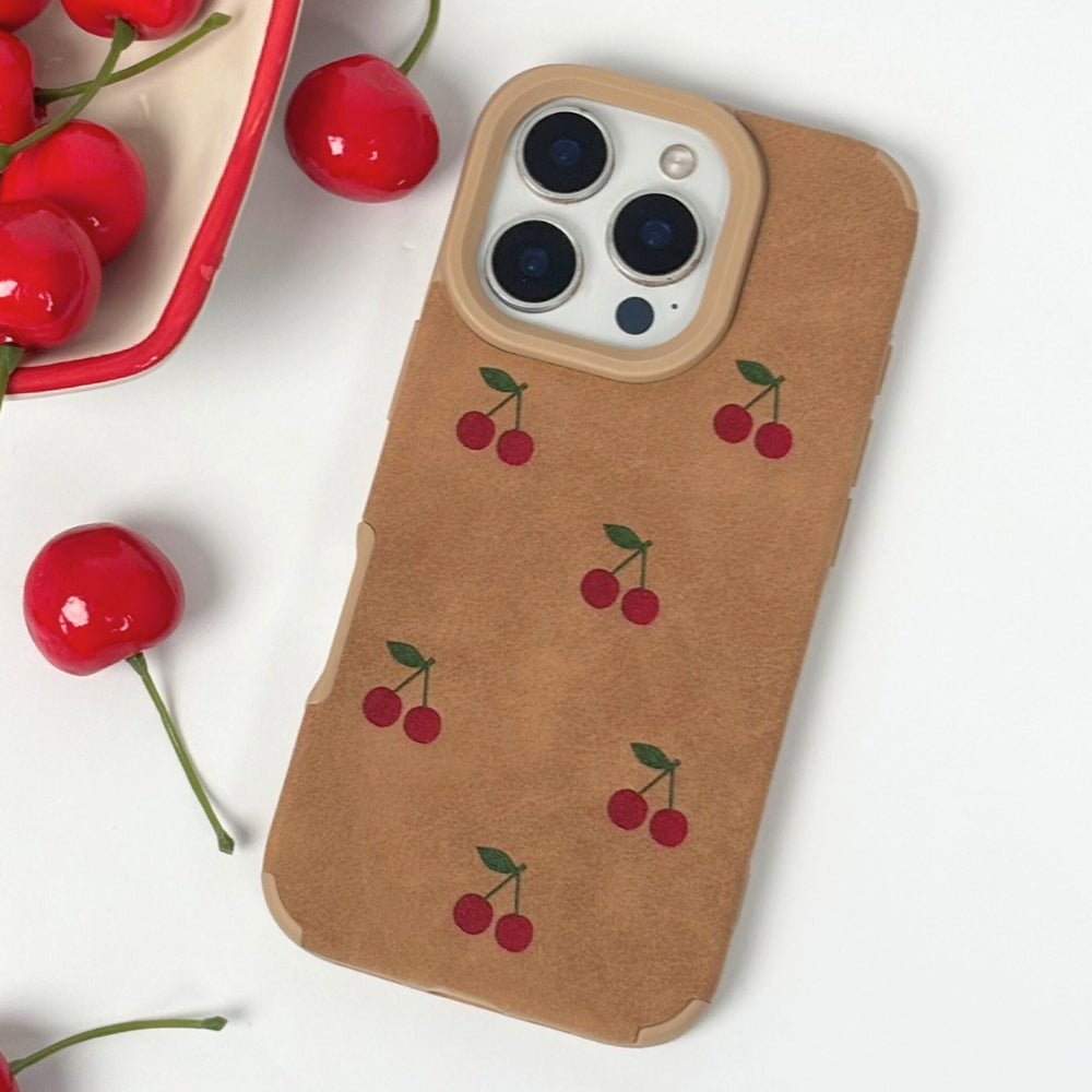Suedette Phone Case - Cherries