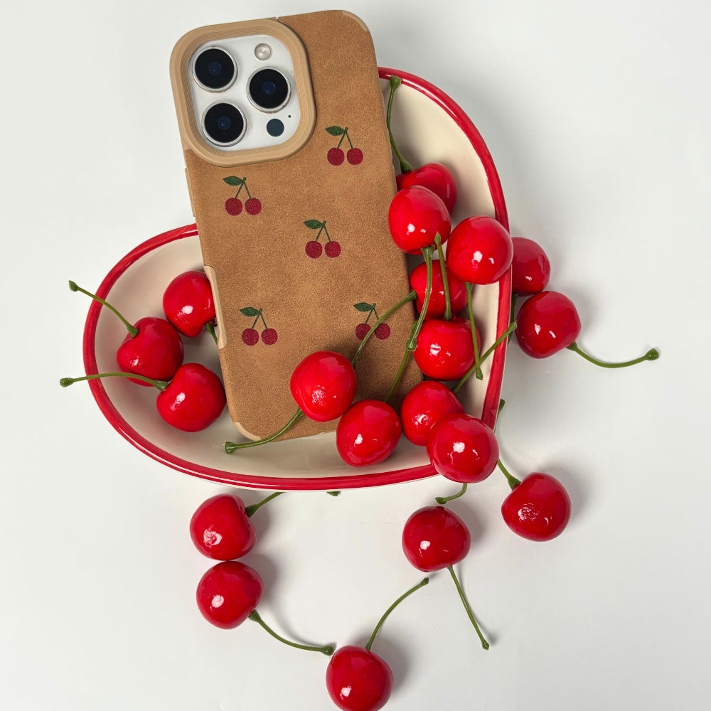 Suedette Phone Case - Cherries