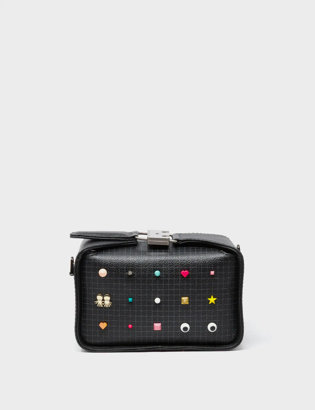 Benji Micro Crossbody Black Leather Bag - Studs Pattern