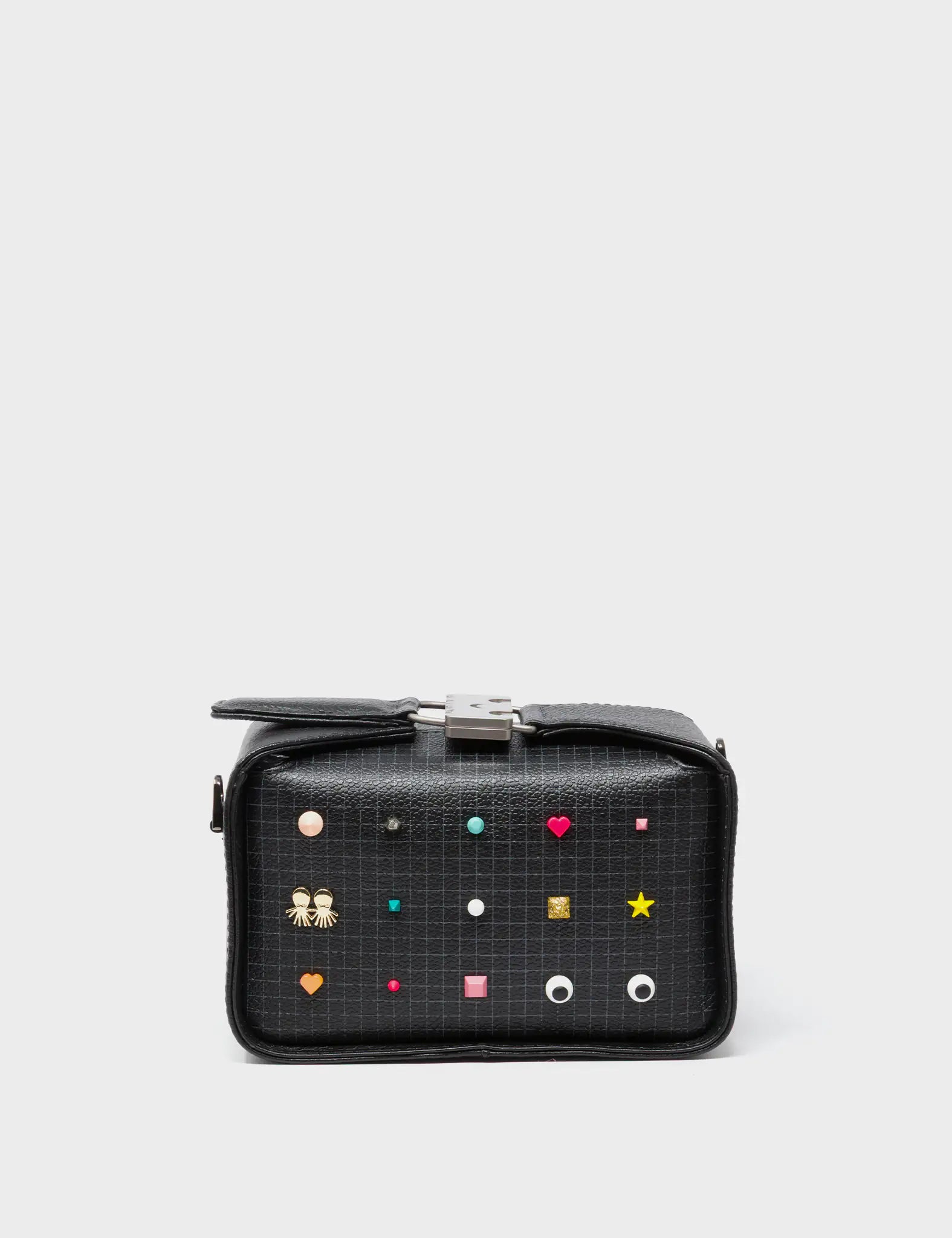 Benji Micro Crossbody Black Leather Bag - Studs Pattern