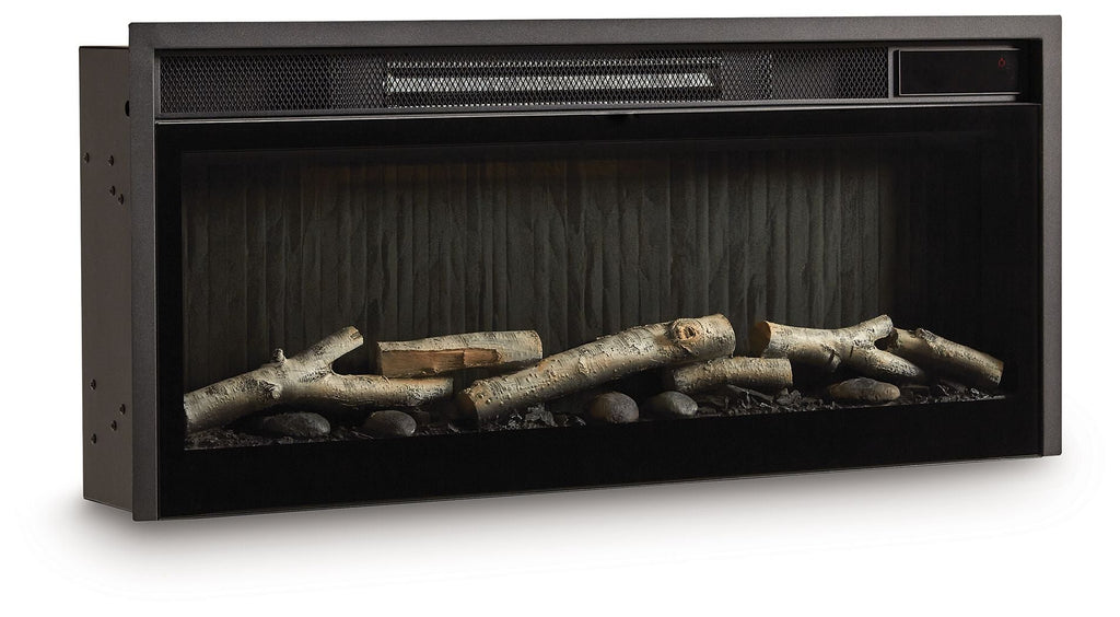 Entertainment Accessories - Black - Fireplace Insert With Faux Birch Log Set