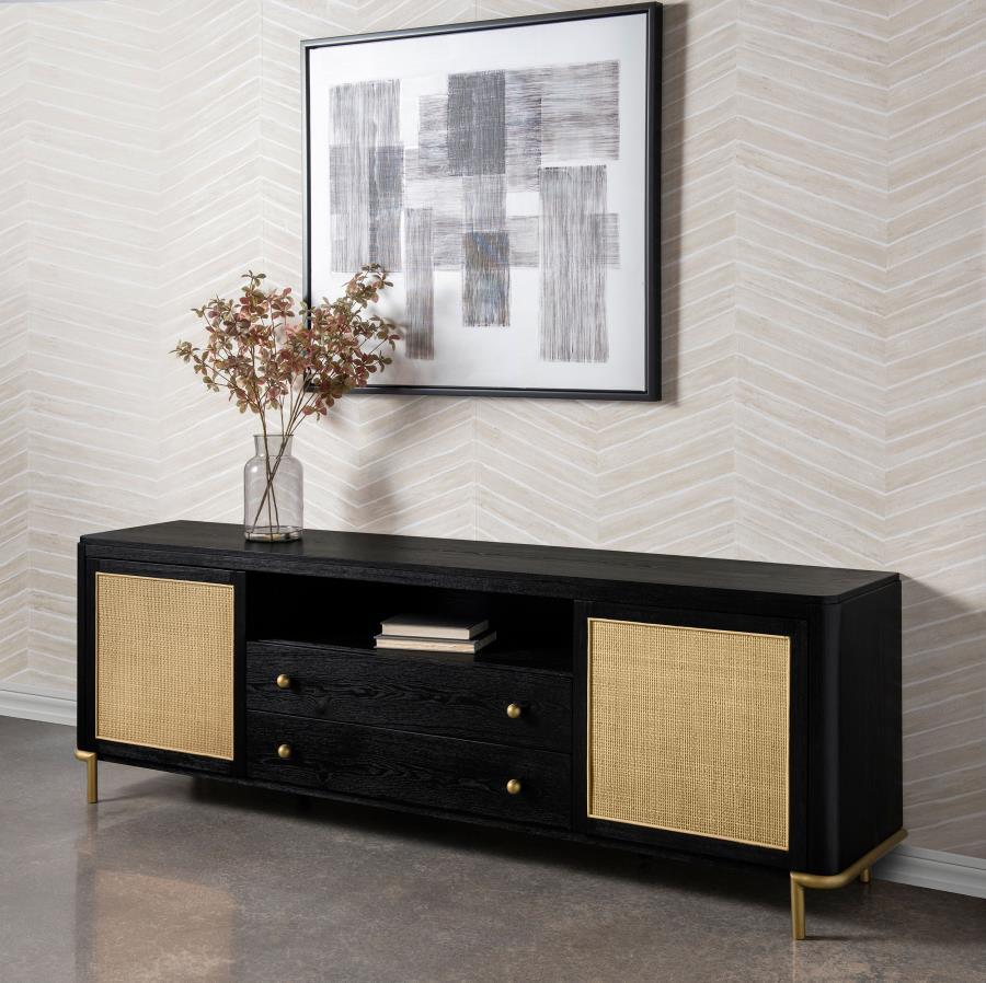 Arini - Rattan Cane 2-Door TV Stand Media Console