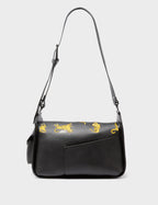 Houston Black Leather Shoulder Bag - Tiger Rumble