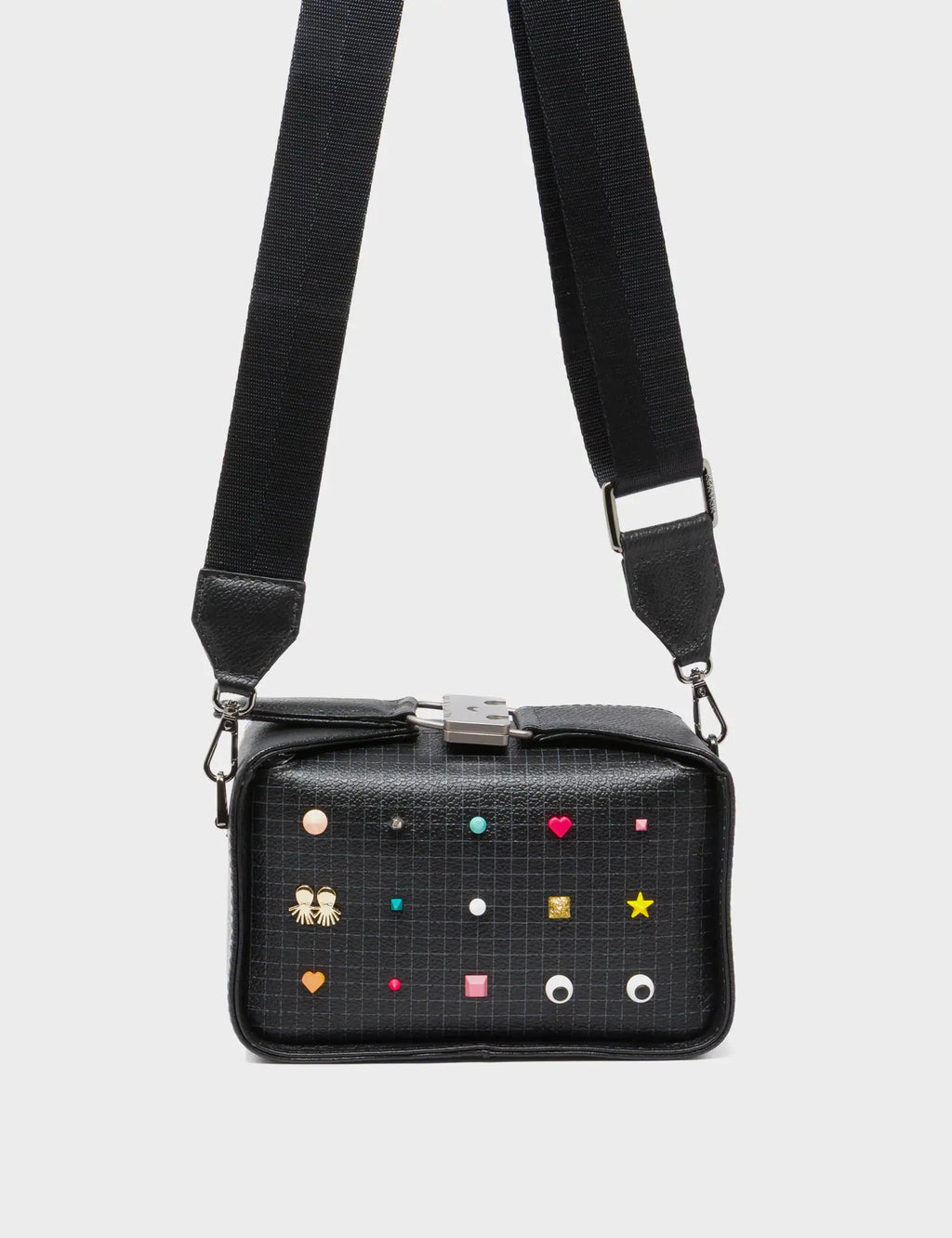 Benji Micro Crossbody Black Leather Bag - Studs Pattern
