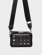 Benji Micro Crossbody Black Leather Bag - Studs Pattern