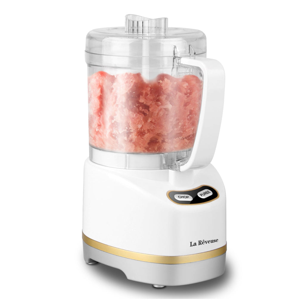 La Reveuse Electric Mini Food Processor with 200 Watts.2-Cup Prep Bowl for Mincing.Chopping.Grinding.Blending.Pureeing.White