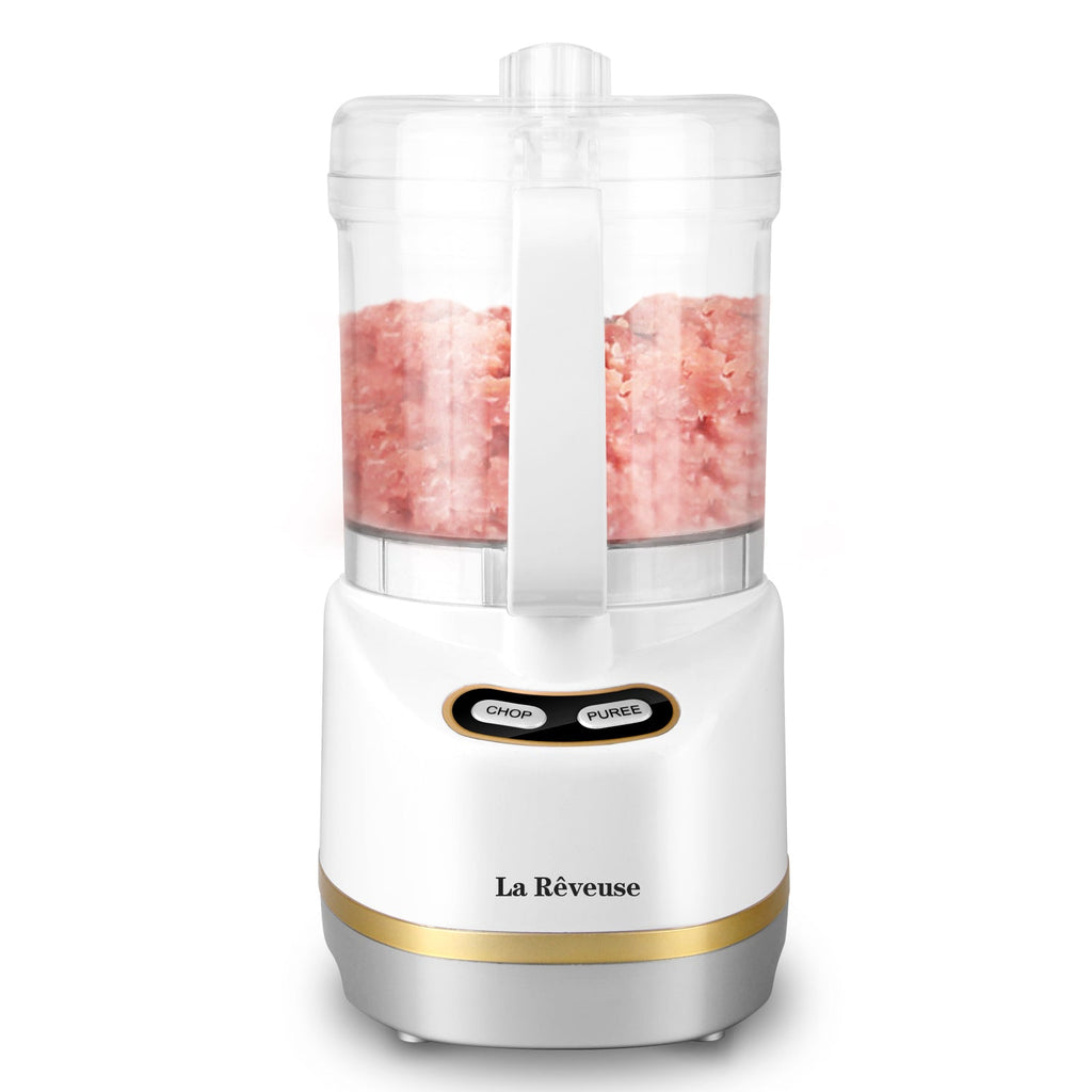 La Reveuse Electric Mini Food Processor with 200 Watts.2-Cup Prep Bowl for Mincing.Chopping.Grinding.Blending.Pureeing.White
