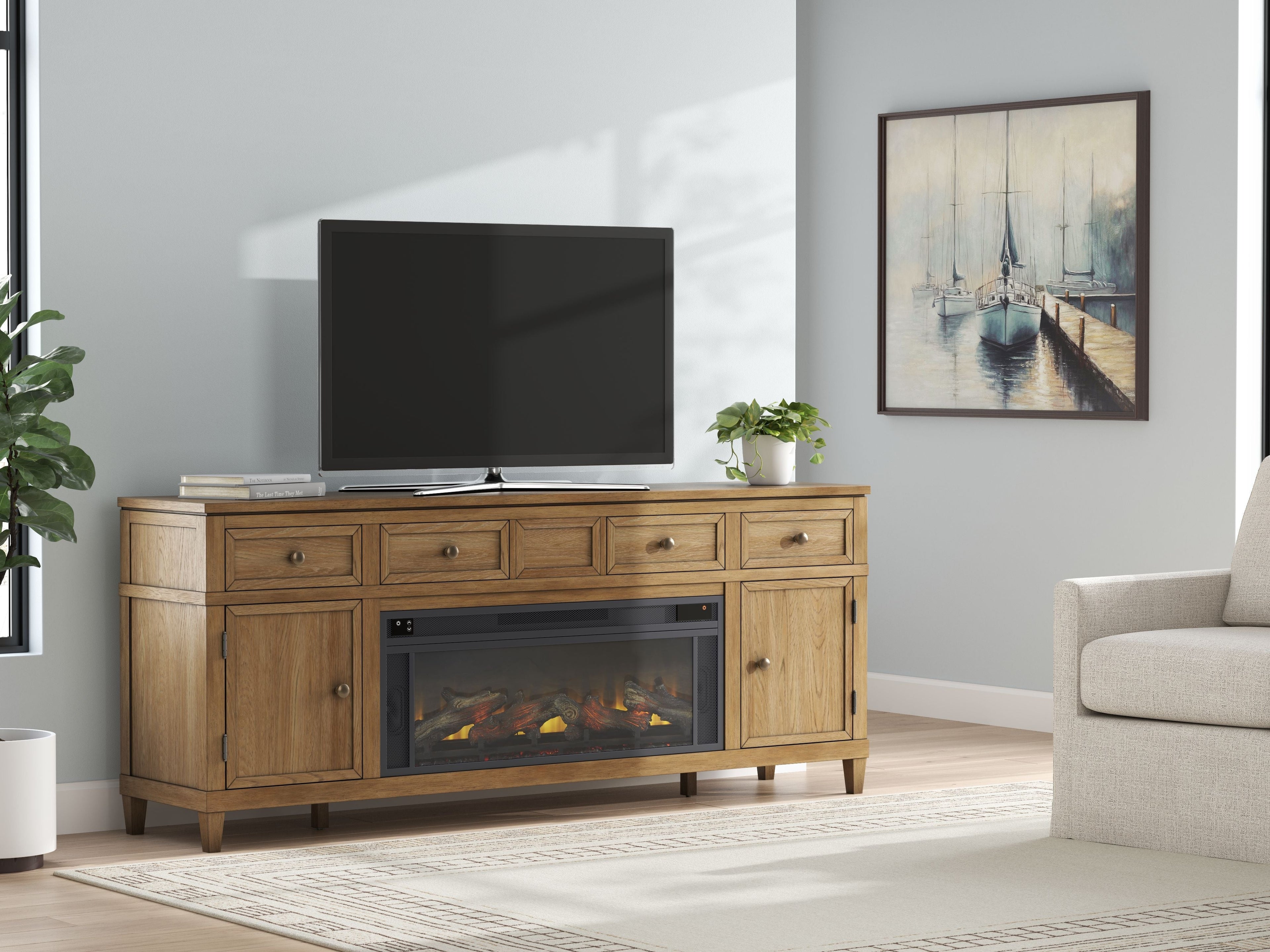 Sharlance - 81 TV Stand With Electric Fireplace