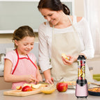 La Reveuse Smoothies Blender 300 Watt with 18 oz BPA Free Portable Travel Sports Bottle - Pink Stainless Steel Blade LARB1802P