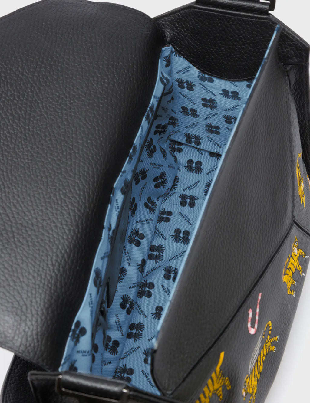 Houston Black Leather Shoulder Bag - Tiger Rumble