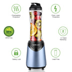 La Reveuse Smoothies Blender Personal Size 300 Watts with 18 oz BPA Free Portable Travel Sports Bottle-Light Blue