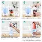 La Reveuse Personal Size Blender 250 Watts Power for Shakes Smoothies Seasonings Sauces with 1 Piece 15 oz Cup.1 Piece 10 oz Mug.BPA Free