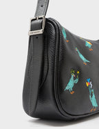 Lucas Hobo Mini Black Handbag - Pigeonista Embroidery