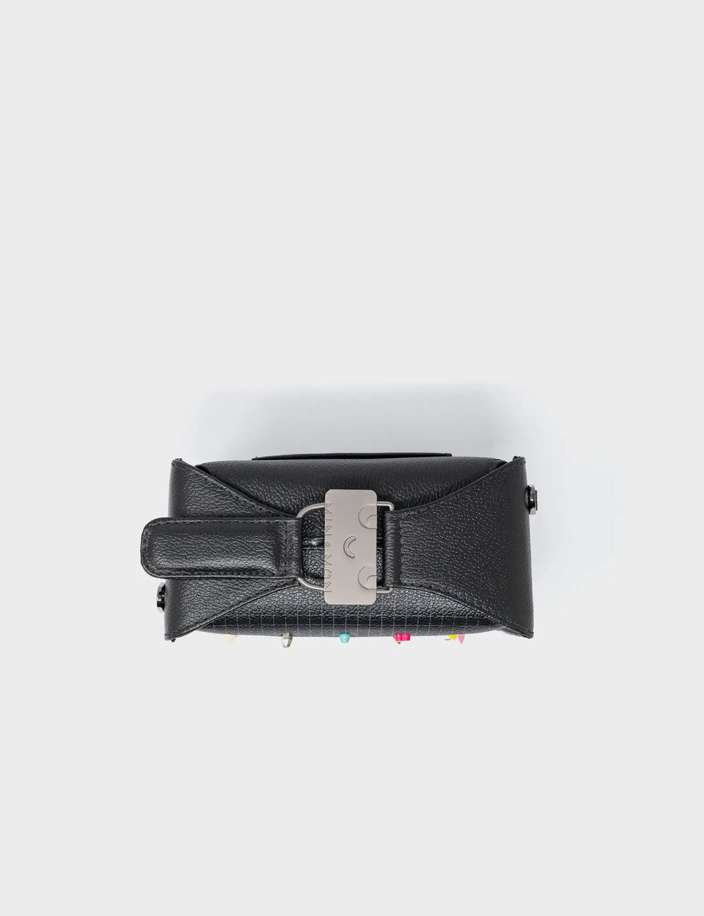 Benji Micro Crossbody Black Leather Bag - Studs Pattern