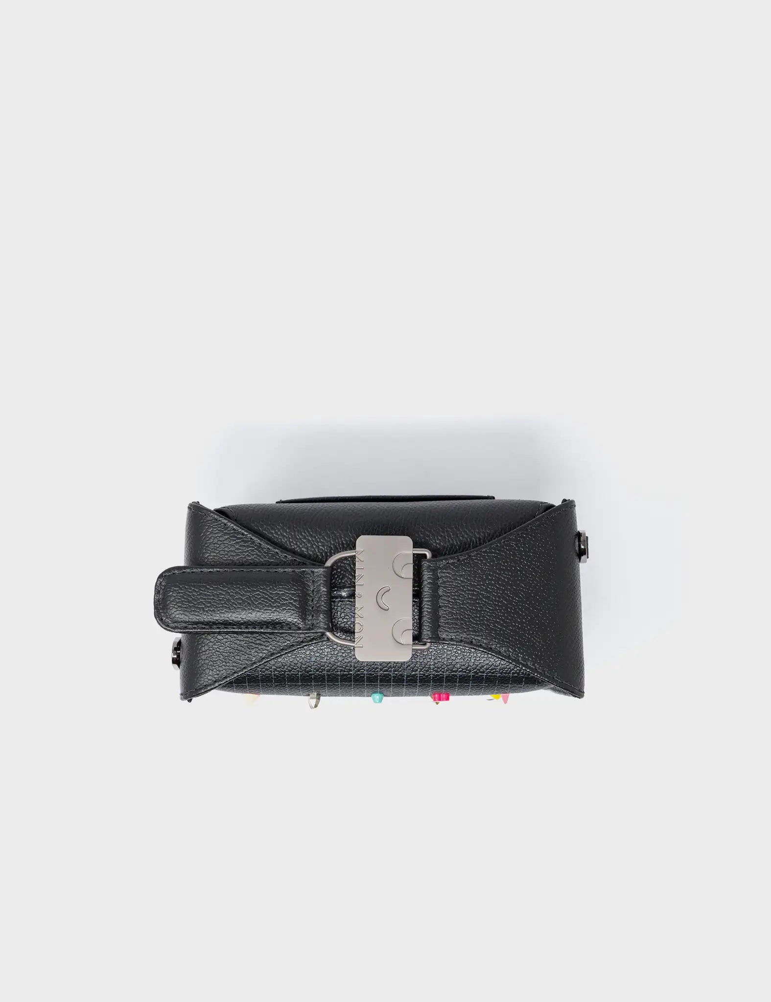 Benji Micro Crossbody Black Leather Bag - Studs Pattern