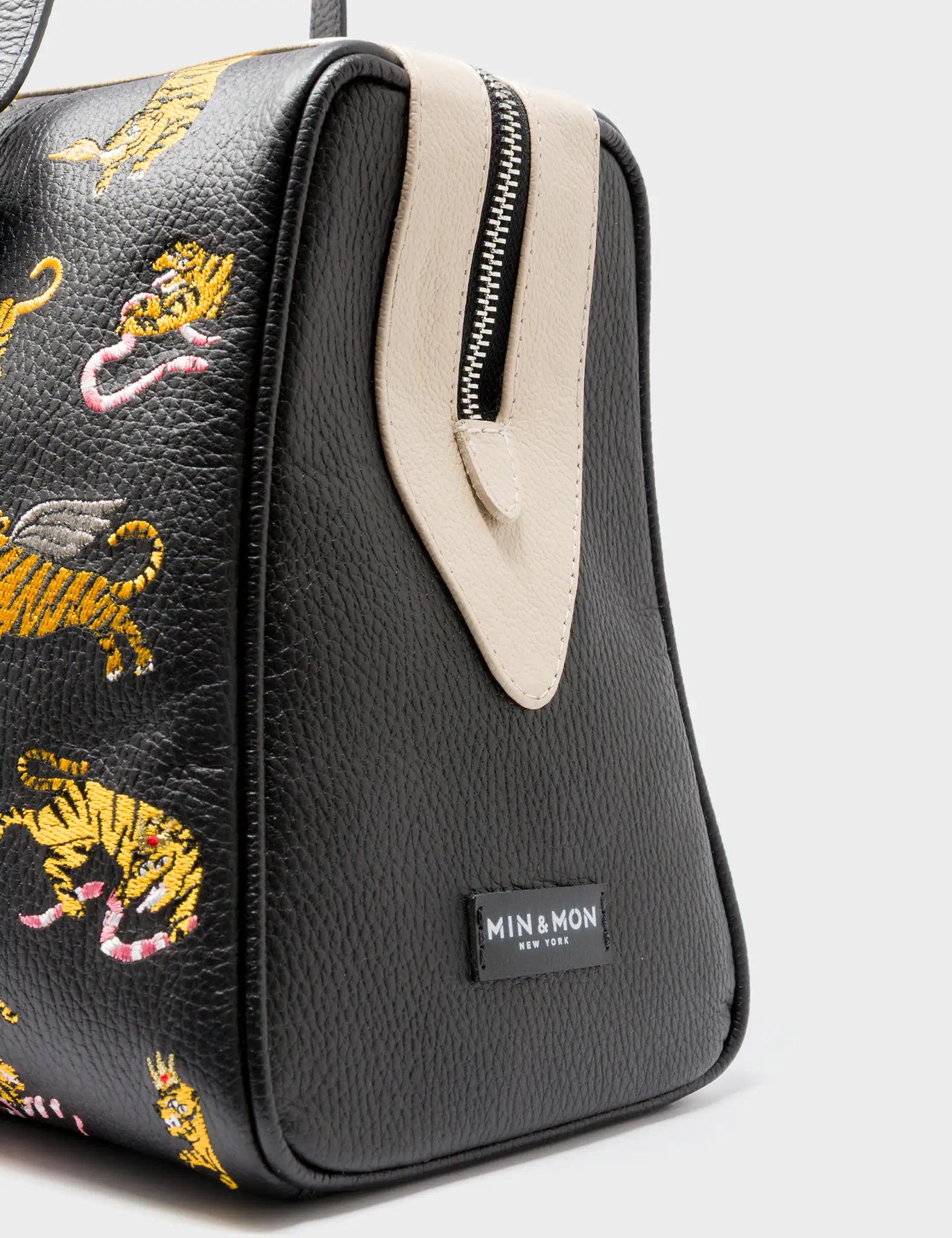 Esther Large Black Duffle Bag - Tiger Rumble Embroidery