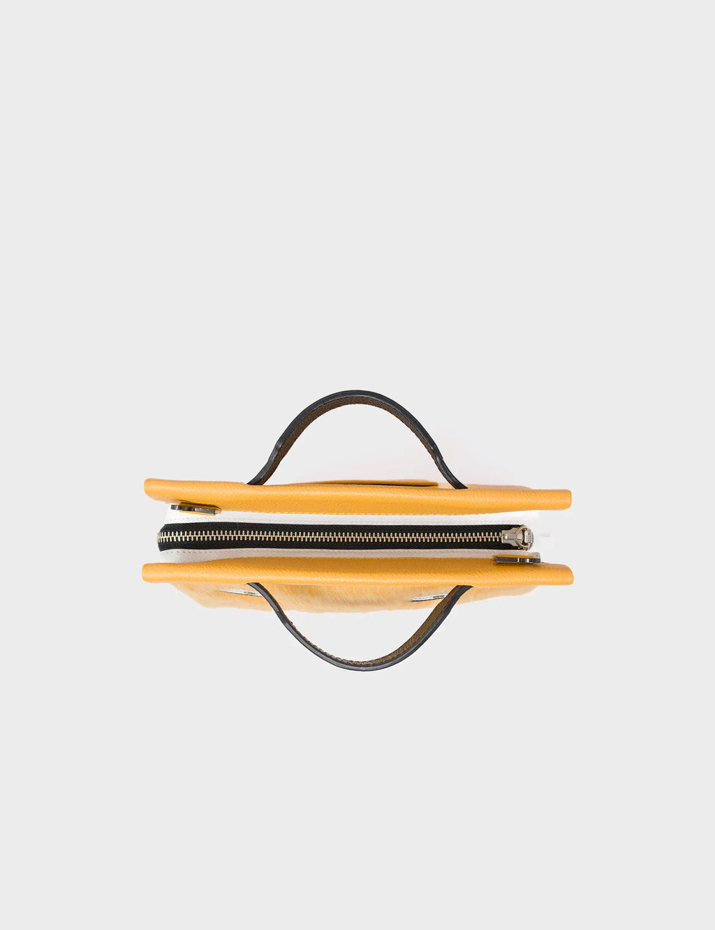 Vali Crossbody Small Golden And Black Leather Bag - Eyes Applique Adjustable Handle