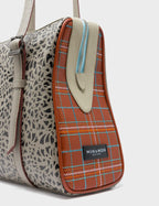 Esther Tuffet Brown Satchel Bag - Retro Tiger Design