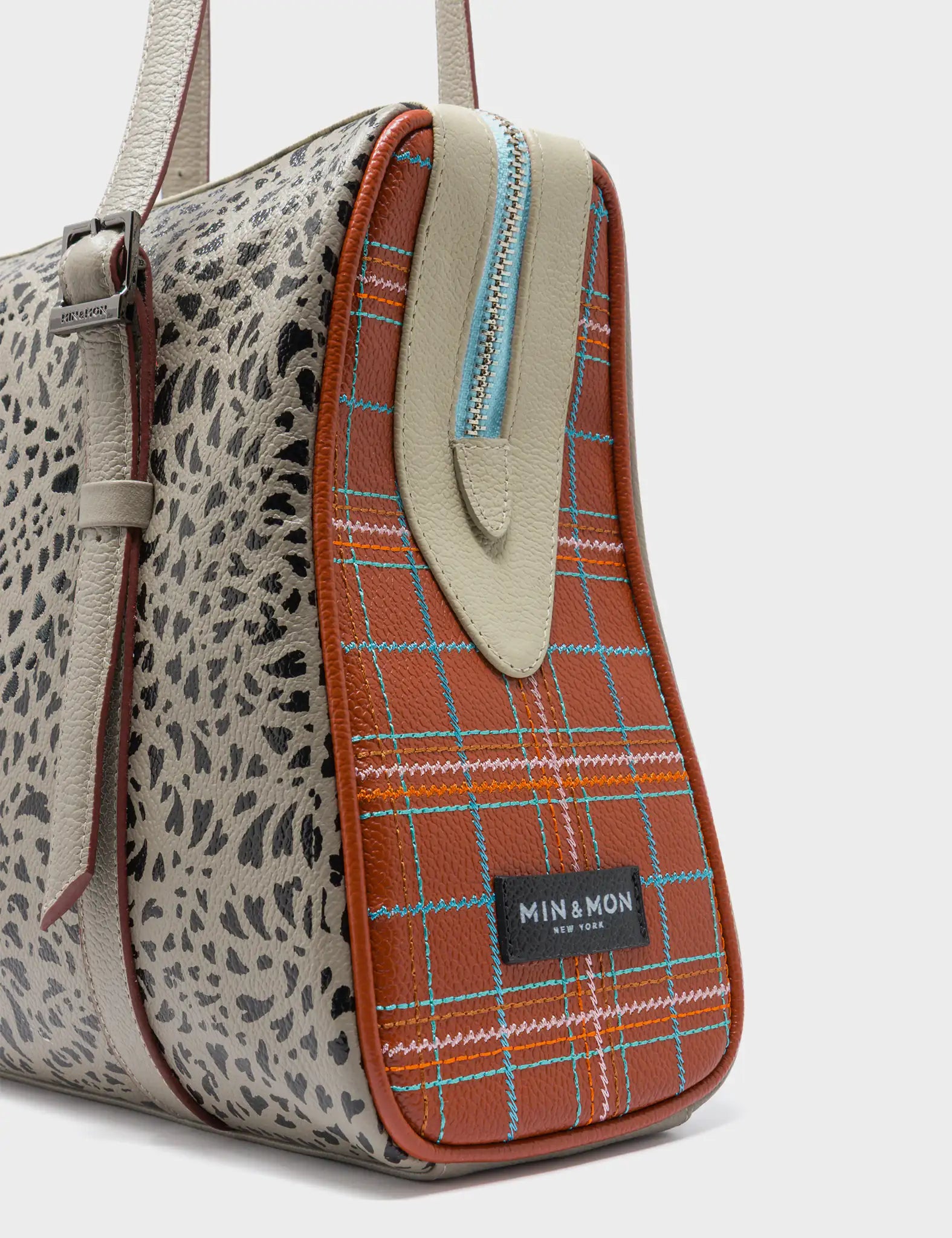 Esther Tuffet Brown Satchel Bag - Retro Tiger Design