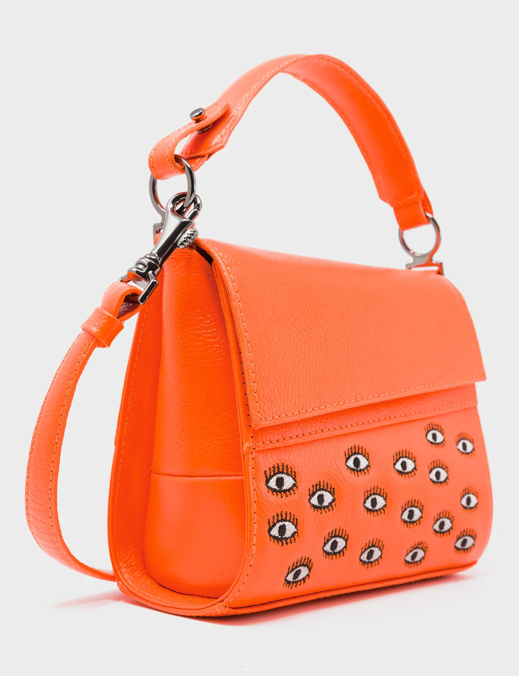 Anastasio Micro Crossbody Handbag Neon Orange Leather - Eyes Embroidery