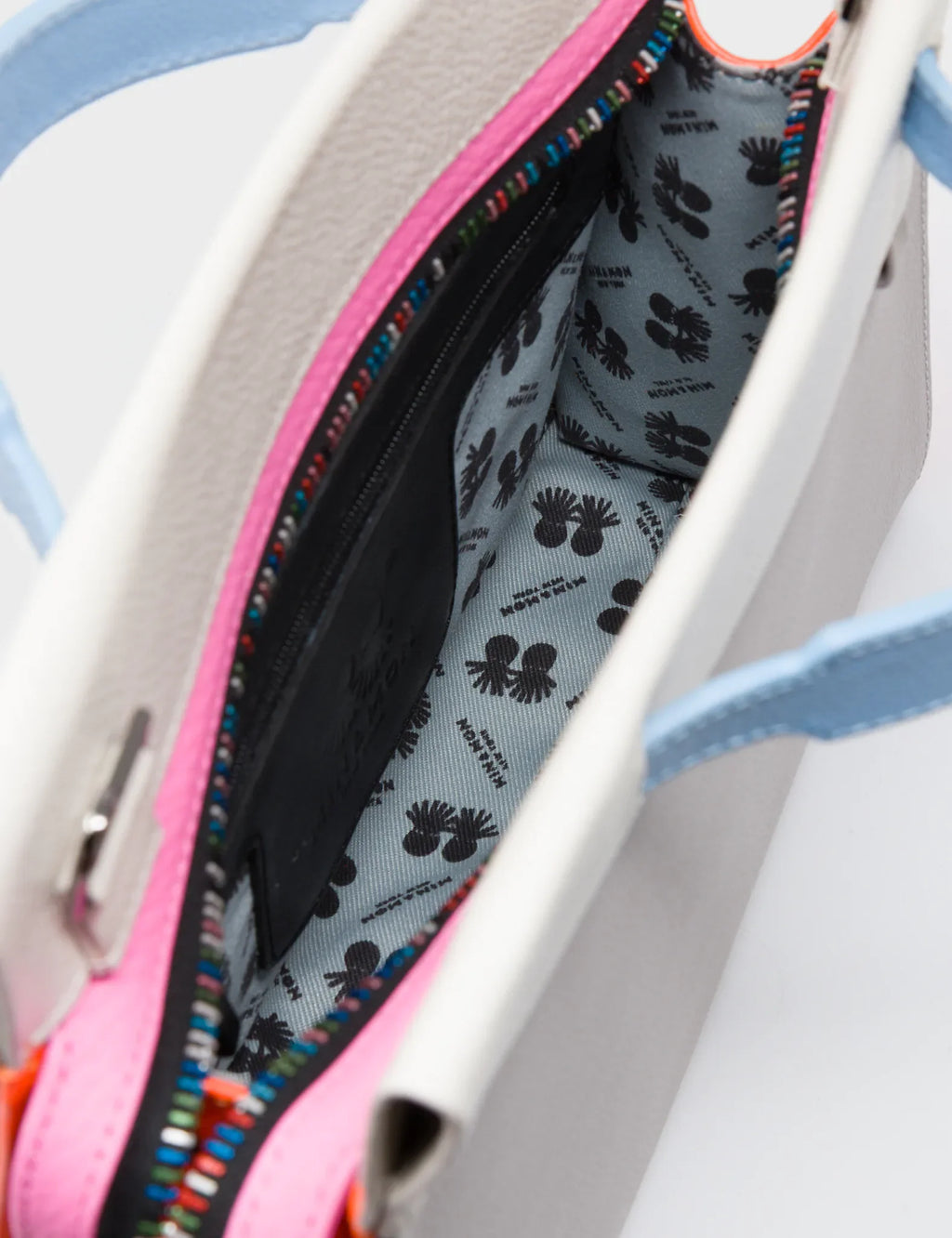 Vali Crossbody Small Gray Leather Bag - All Over Eyes Embroidery